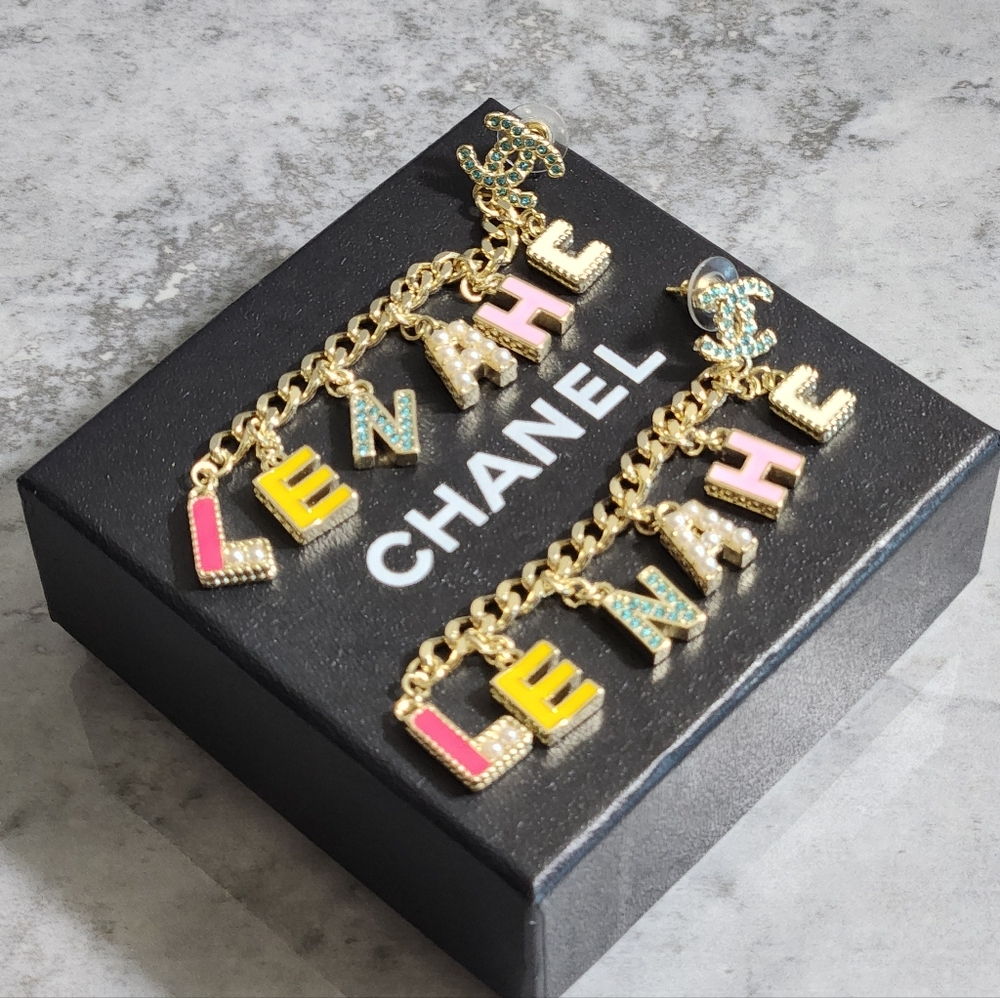 Chanel Multicolor Letter Drop Chain Earrings✨️ - Picture 7 of 7